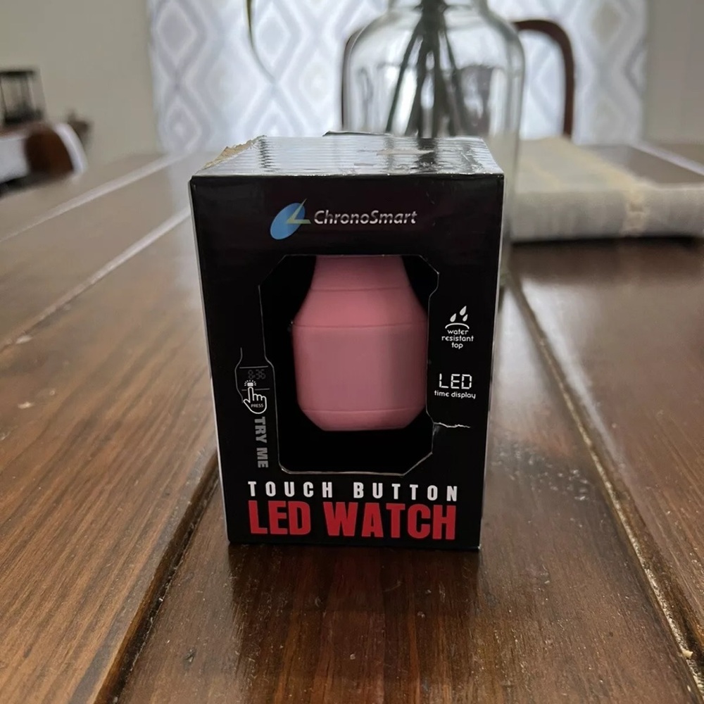 Touch Button LED Watch Displays Time Date Second Water Resistant PINK